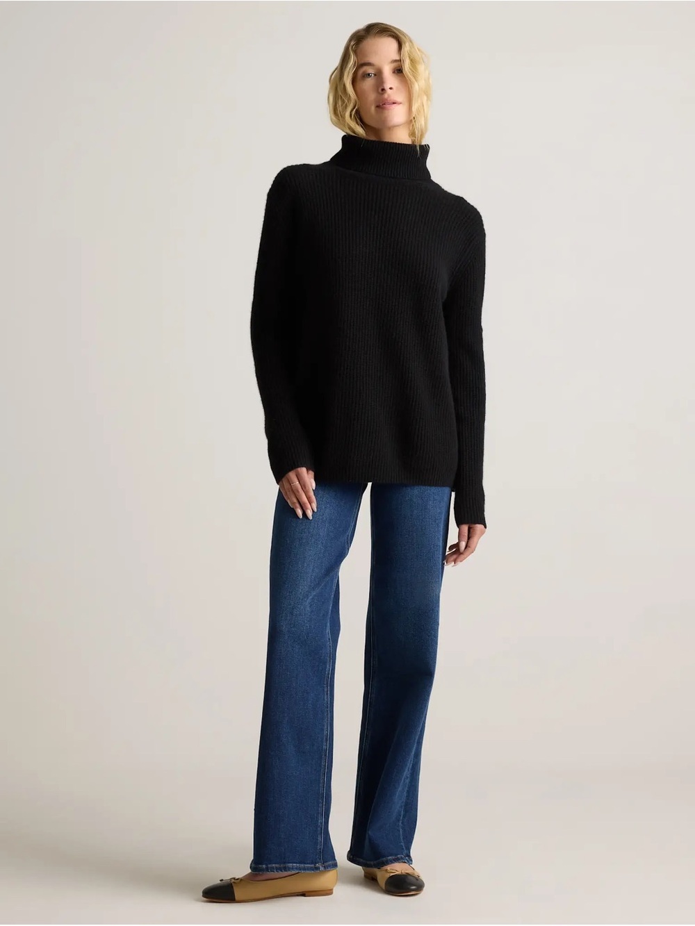 Quince Mongolian Cashmere Fisherman Turtleneck Sweater - Picture 3 of 9